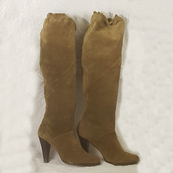 Michael Kors Shoes - MICHAEL KORS suede leather knee boots OLIVE 8 1/2M